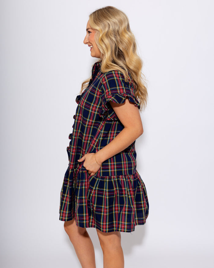 Plaid Perfection Ruffle Mini Dress