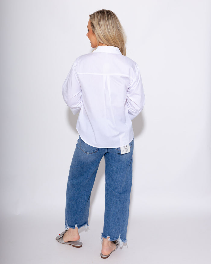 Pleat & Pearl Button Up Top
