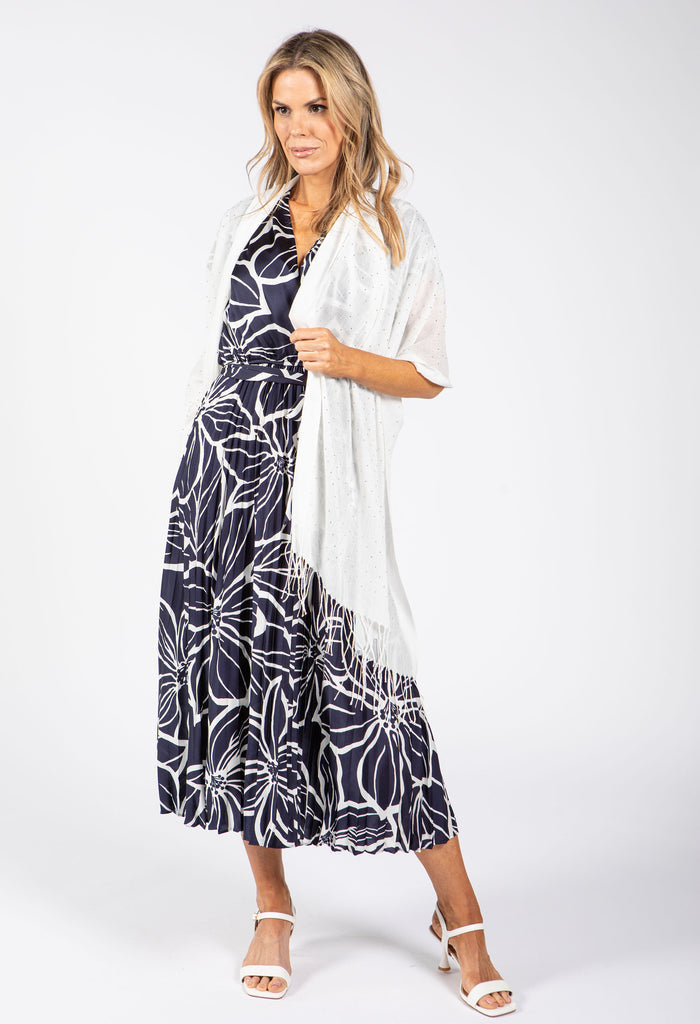 Plisse Pleated Wrap Midi Dress