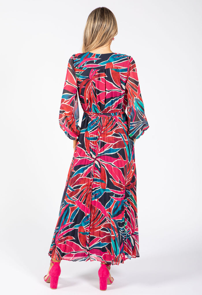 Plisse Pleated Wrap Midi Dress