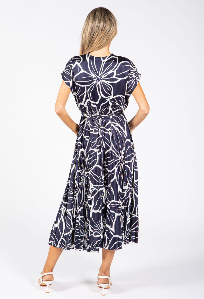 Plisse Pleated Wrap Midi Dress