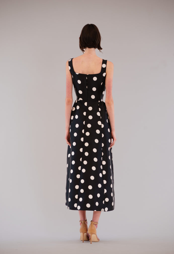 Polka Dot Bow Detail Midi Dress