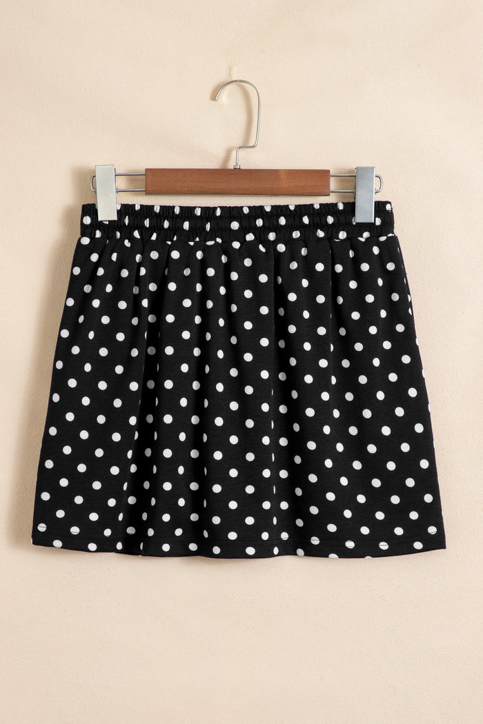 Polka Dot Drawstring Casual Mini Skort