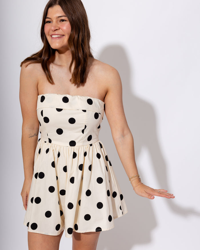 Polka Dot Strapless Romper