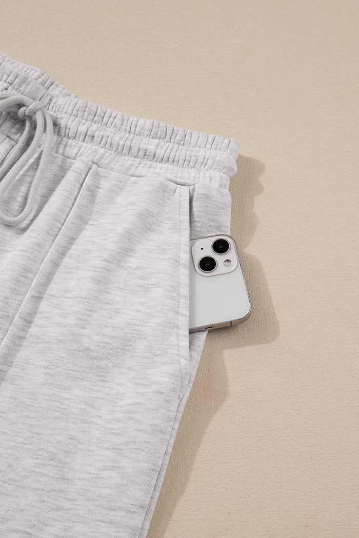 Polo Collar V Neck Pullover and Drawstring Sweatpants Set