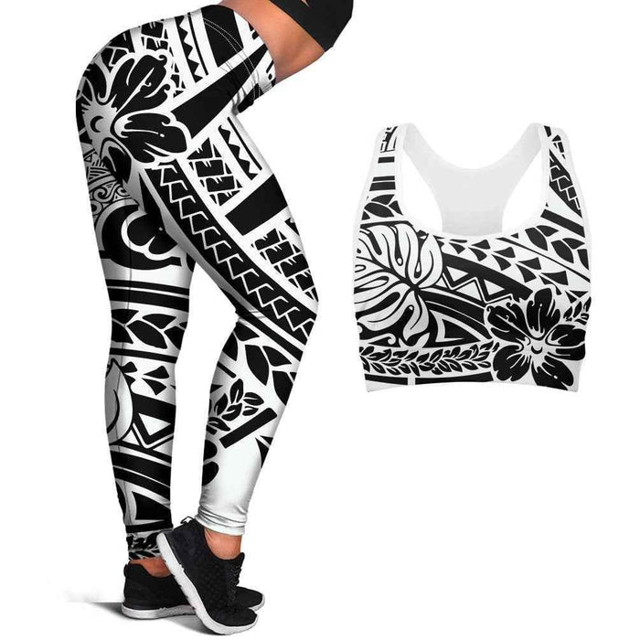 Polynesian Hibiscus Seamless Yoga Set Sports Bras Leggings 2 Piece Set Women Workout Clothes Workout Set for Gym
