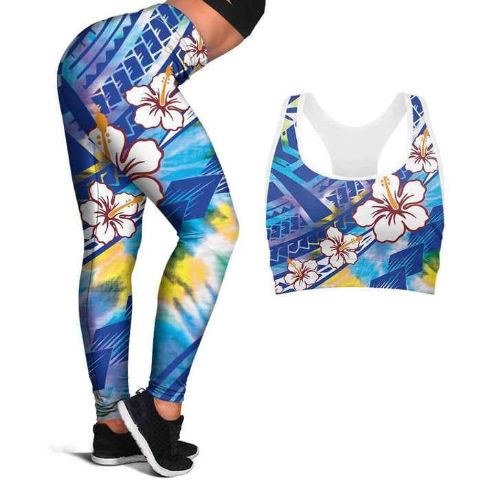 Polynesian Hibiscus Seamless Yoga Set Sports Bras Leggings 2 Piece Set Women Workout Clothes Workout Set for Gym