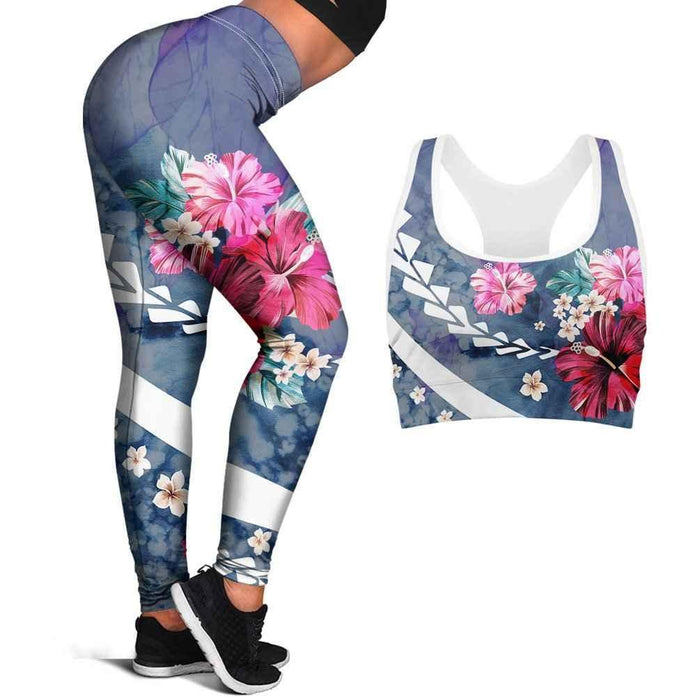 Polynesian Hibiscus Seamless Yoga Set Sports Bras Leggings 2 Piece Set Women Workout Clothes Workout Set for Gym