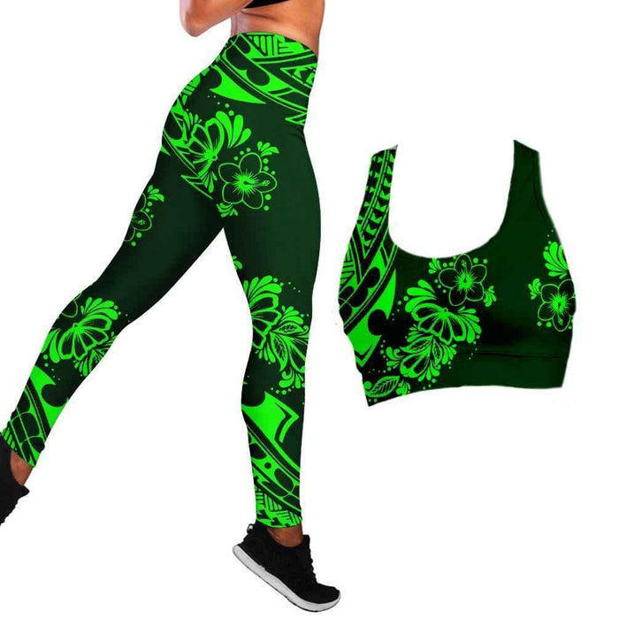 Polynesian Hibiscus Seamless Yoga Set Sports Bras Leggings 2 Piece Set Women Workout Clothes Workout Set for Gym