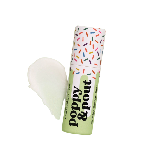 Poppy & Pout: Lip Balm, Birthday Confetti Cake, Green