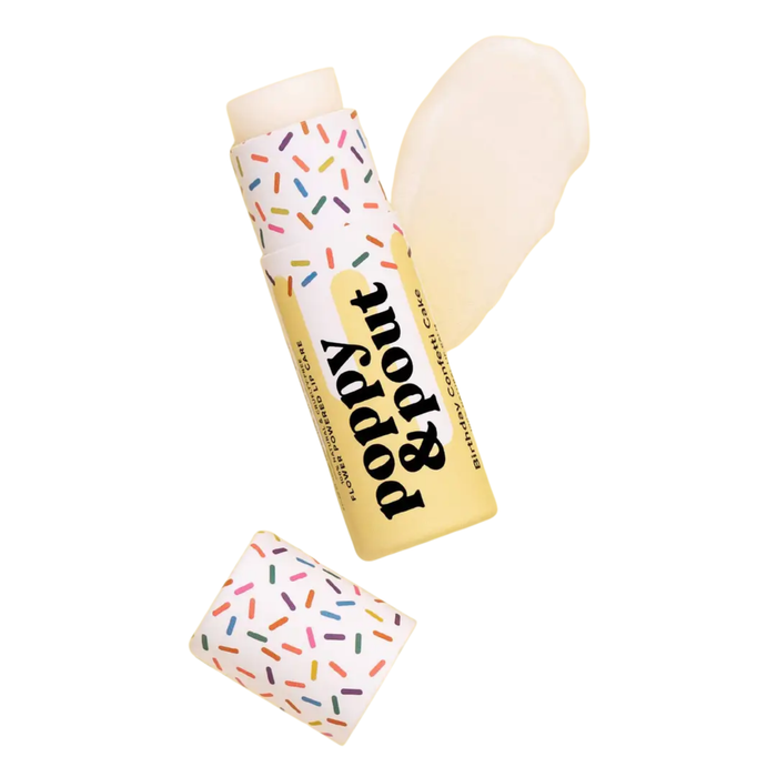 Poppy & Pout: Lip Balm, Birthday Confetti Cake, Yellow