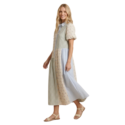 Prairie Patchwork Midi Dress