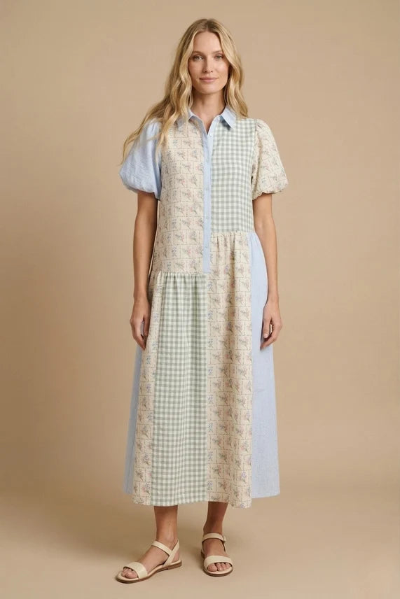 Prairie Patchwork Midi Dress