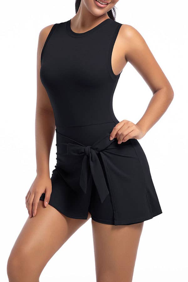 Premium  activewear tennis skorts dress with bow tie skirts: Ivory
