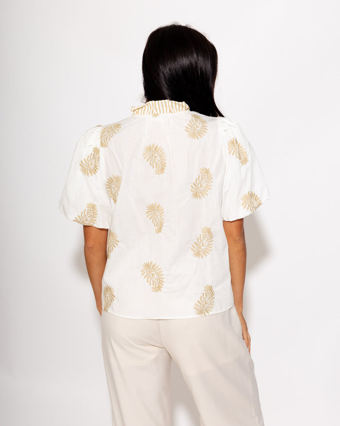 Puff Sleeve Embroidered Top