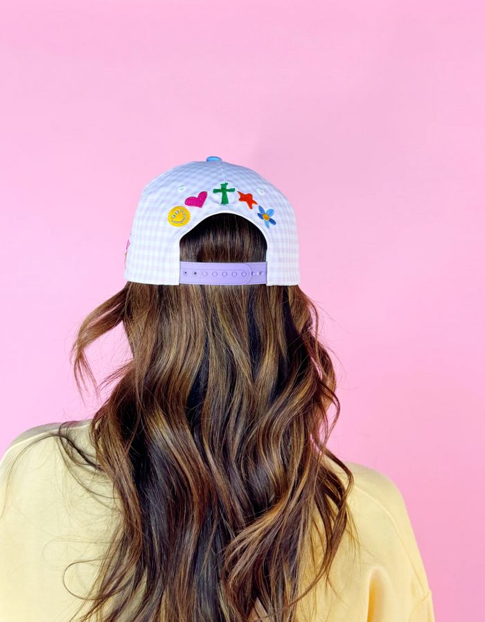 Purple Checker Jesus Loves You Hat
