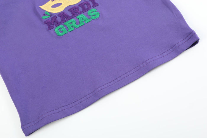 Purple Mardi Gras Applique Ruffle Shirt - Lil Cactus