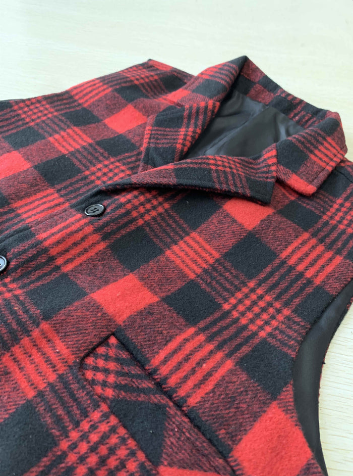 Red Plaid Christmas Vest for Women Unisex Men