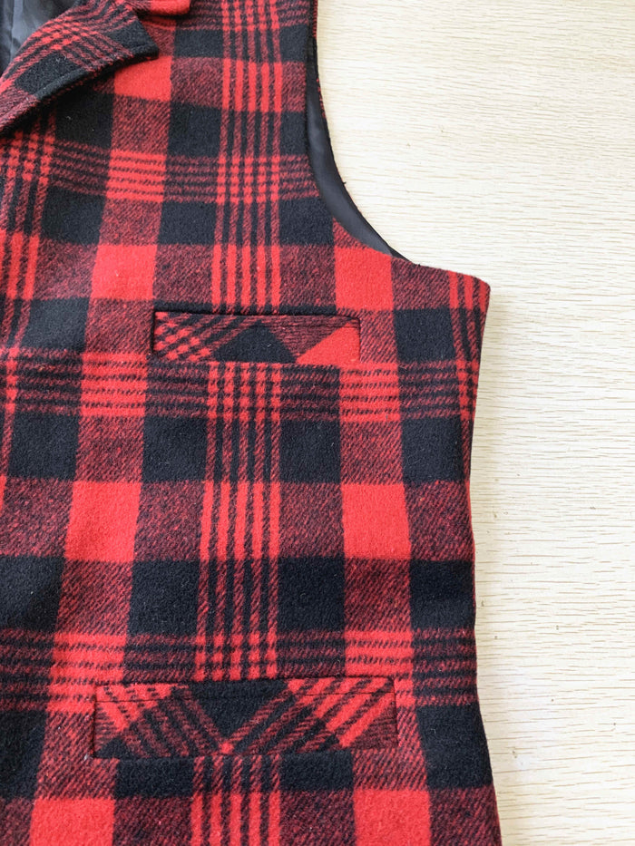 Red Plaid Christmas Vest for Women Unisex Men