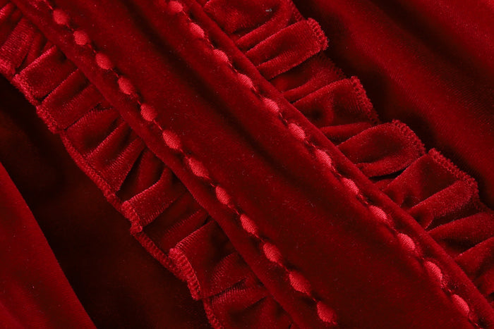 Red Velour Ruffle Dress - Lil Cactus