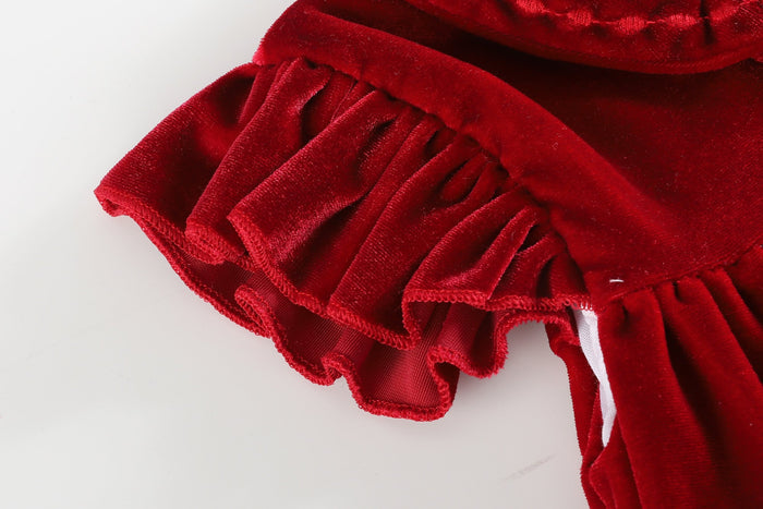Red Velour Ruffle Dress - Lil Cactus