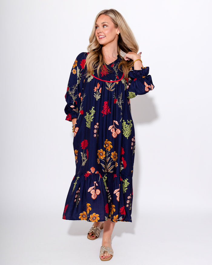 Relaxed Navy Tiered Dress