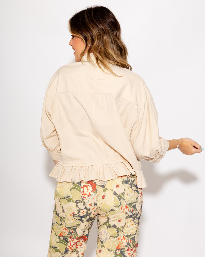 Relaxed Ruffle Hem Button-Up