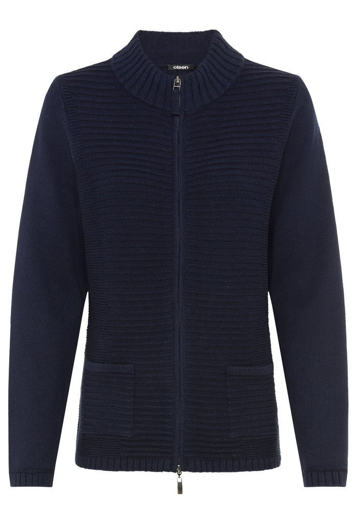 Ribbed Zip-Up Cardigan