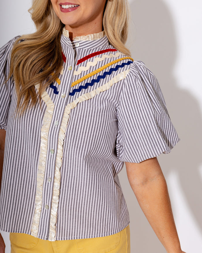 Ric Rac Stripe Popover Top