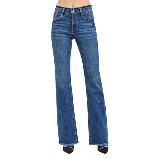 Risen: Mid Rise Bootcut Frayed Waistband & Hem *PB21475