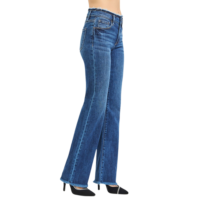 Risen: Mid Rise Bootcut Frayed Waistband & Hem *PB21475