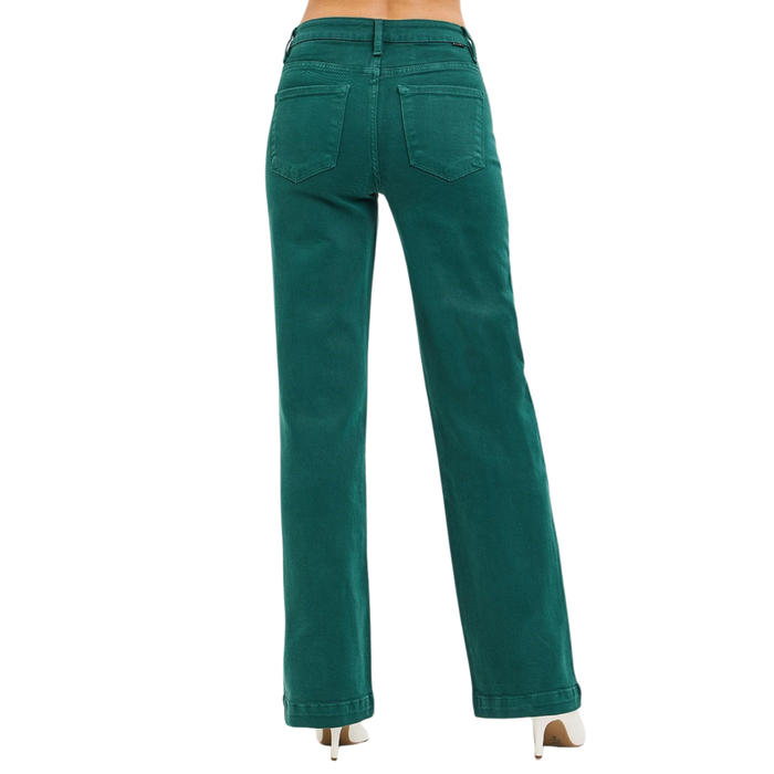 Risen: Tummy Control High Rise Straight Leg in Hunter Green