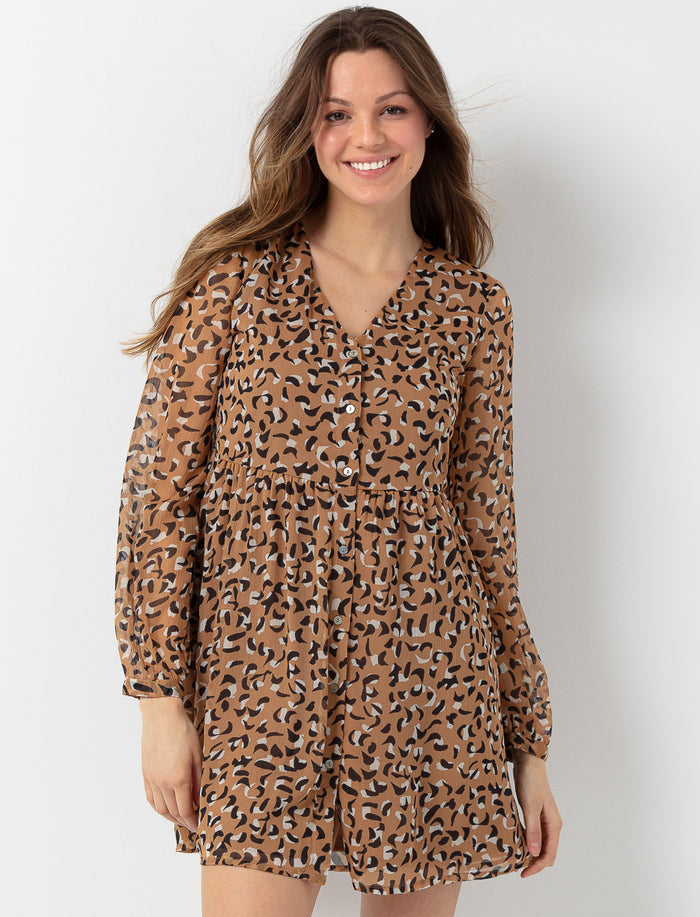 Robe imprimée léopard à boutons