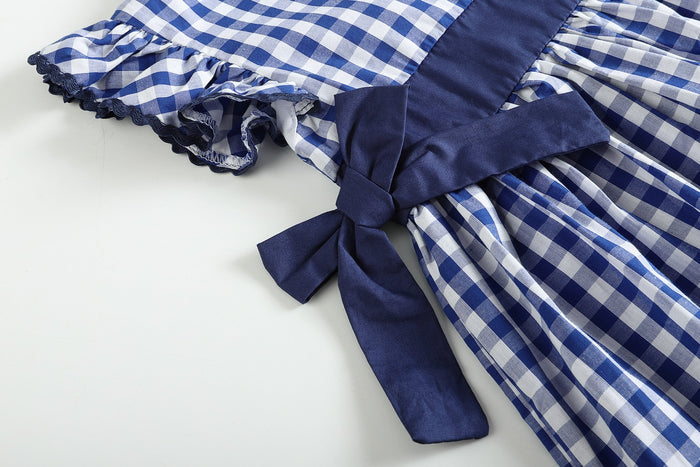 Royal Blue Gingham A - Line Dress - Lil Cactus