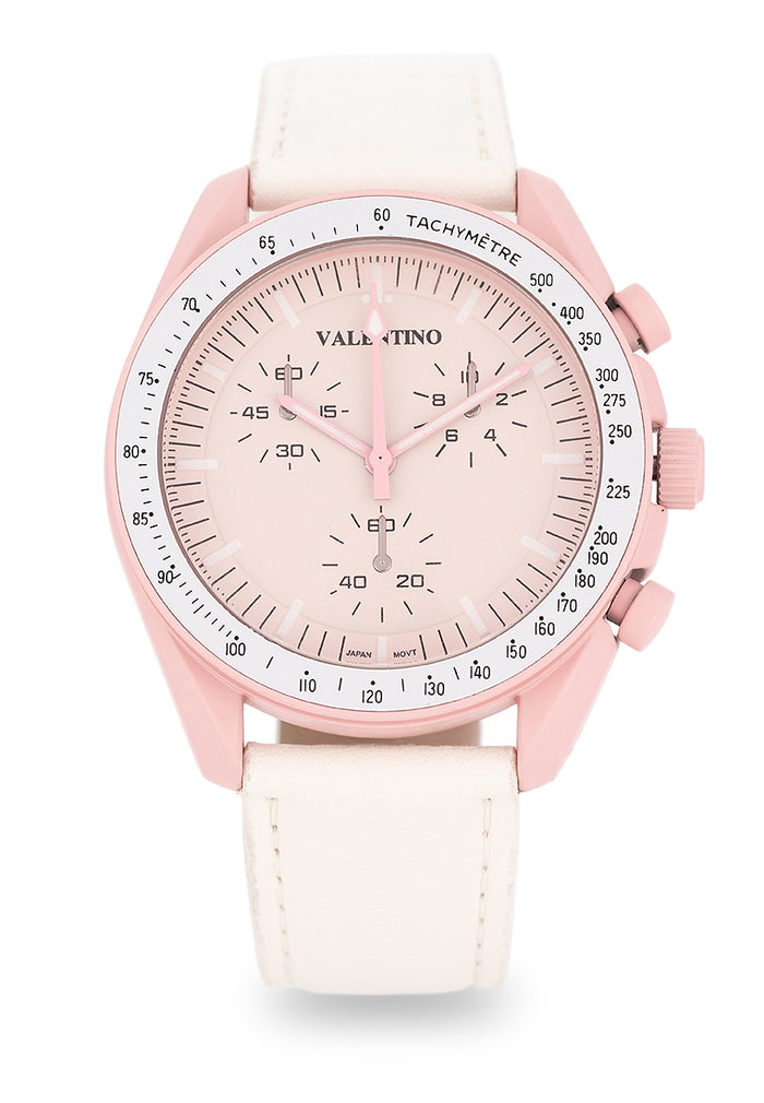 Valentino Rubber Strap Analog Watch for Men 20122494-WHT STRAP-PINK DIAL-Watch Portal Philippines