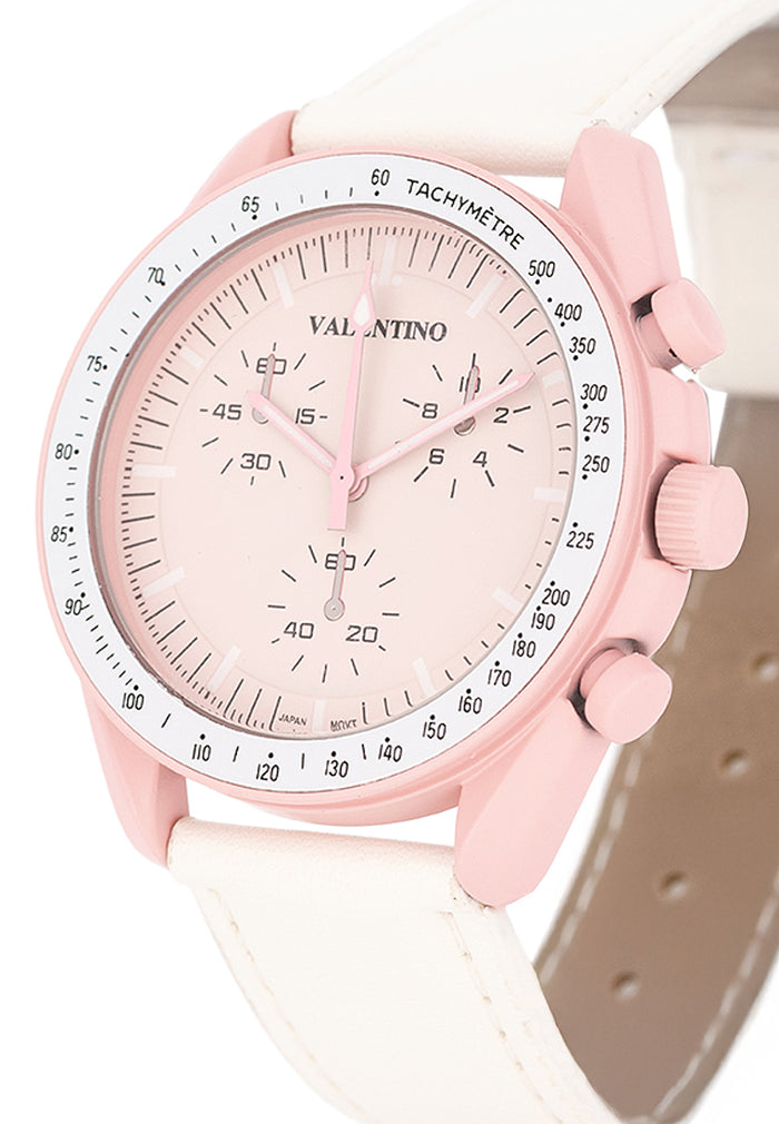 Valentino Rubber Strap Analog Watch for Men 20122494-WHT STRAP-PINK DIAL-Watch Portal Philippines