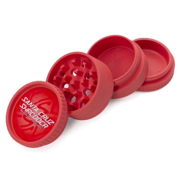 santa cruz 4 piece hemp plastic grinder red