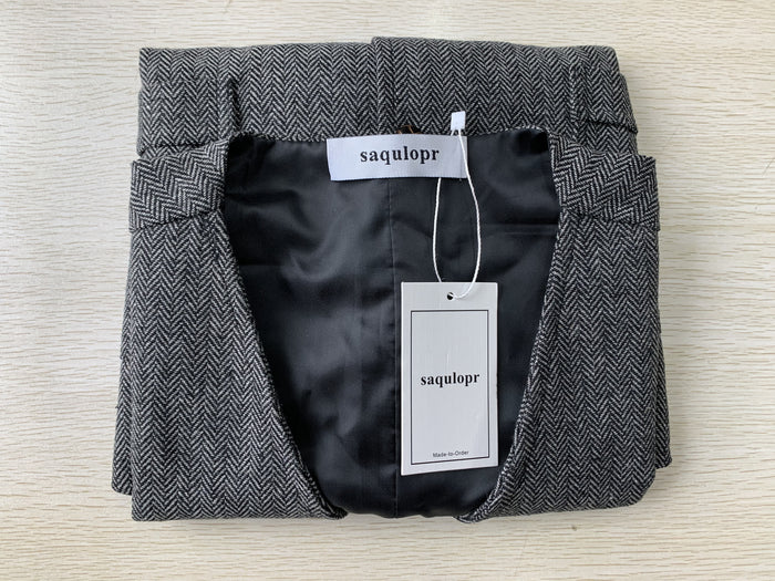 Saqulopr Vests Made to Order Grey Herringbone Tweed Waistcoat