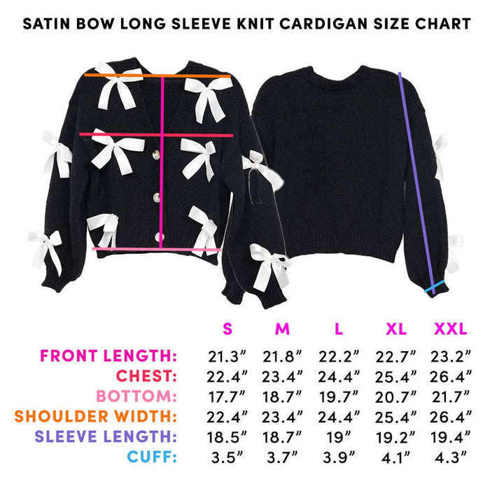 Satin Bow Open Front Knit Wholesale Cardigan