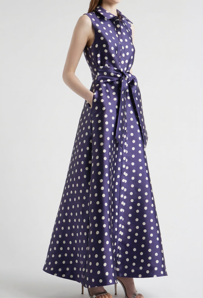 Satin Polka Dot Shirt Dresses