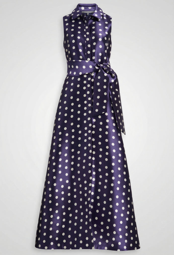 Satin Polka Dot Shirt Dresses