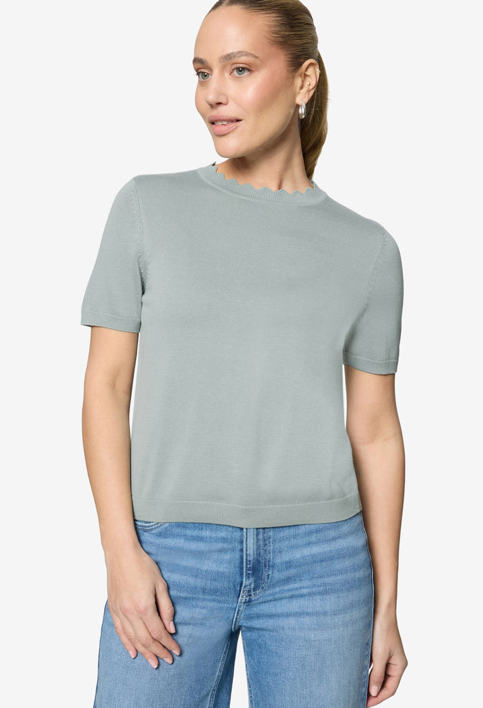 Scalloped Neck Knit Top