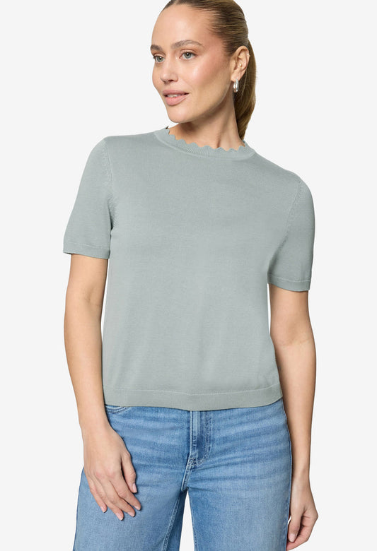 Scalloped Neck Knit Top