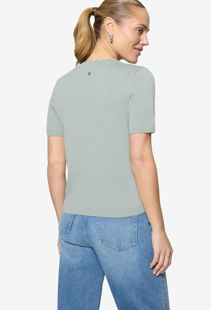 Scalloped Neck Knit Top