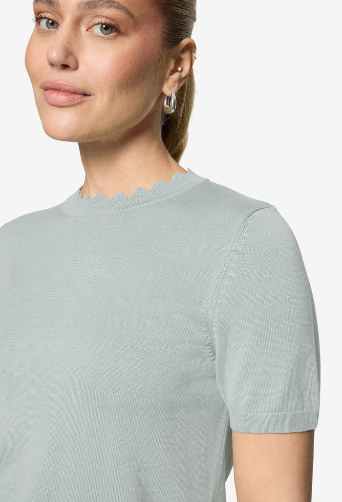 Scalloped Neck Knit Top