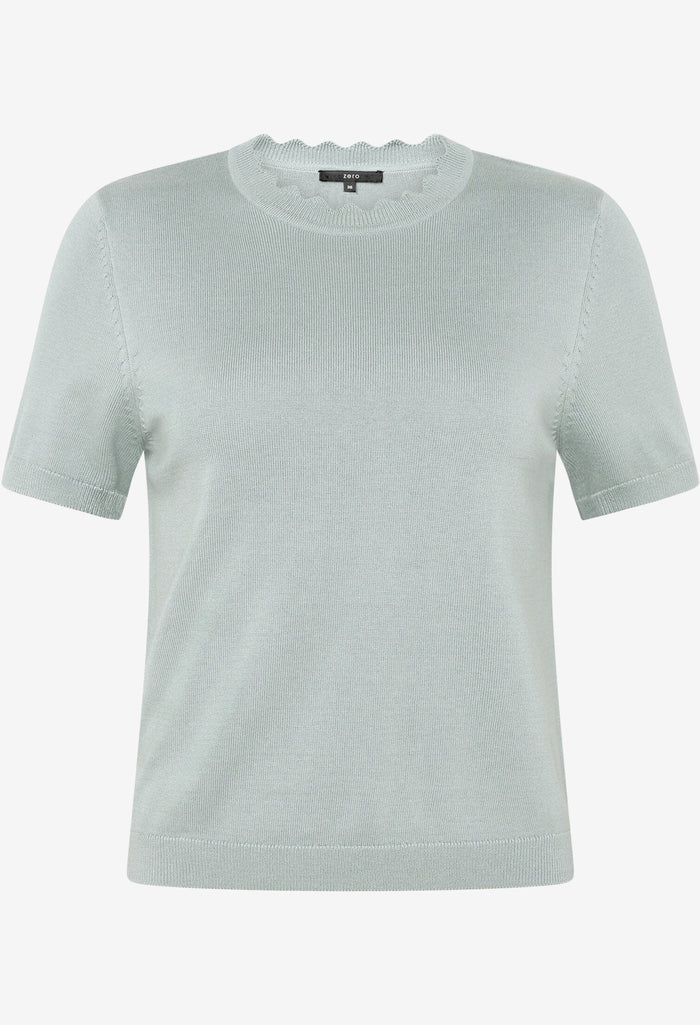 Scalloped Neck Knit Top