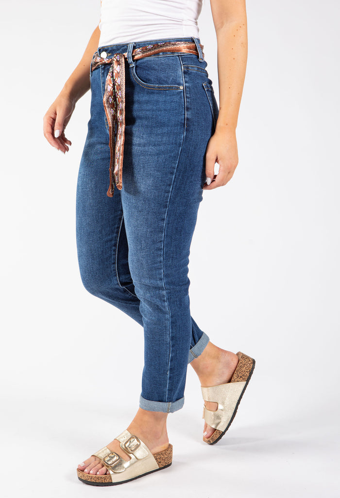Scarf Belt Mom Jeans