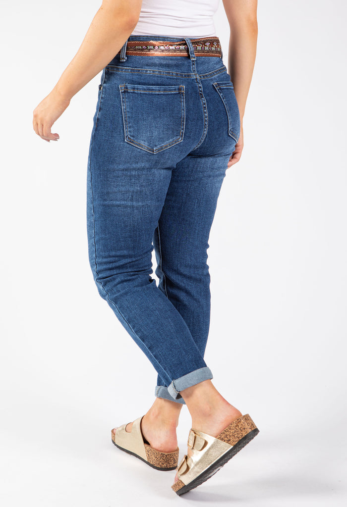 Scarf Belt Mom Jeans
