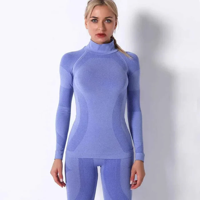 Seamless activewear Sports Stripe Long Sleeve Yoga Top - Quick-Drying Fitness Wear - Allen-Fitness