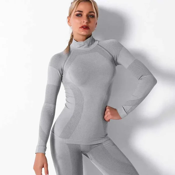 Seamless activewear Sports Stripe Long Sleeve Yoga Top - Quick-Drying Fitness Wear - Allen-Fitness